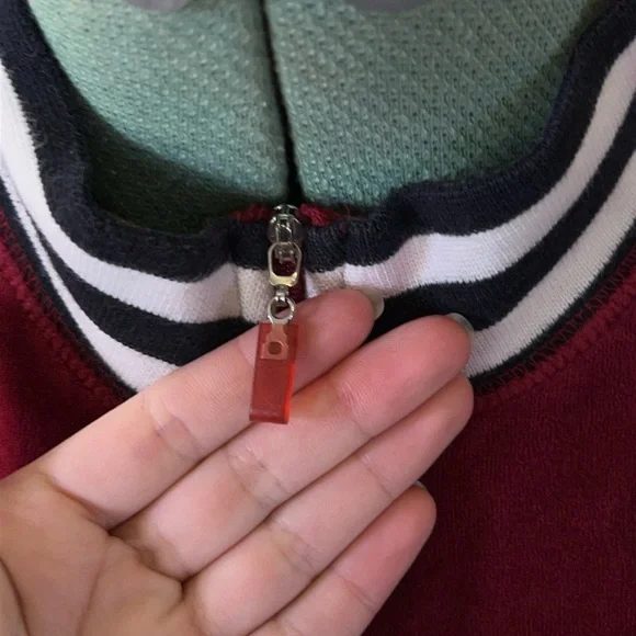 Red Velvet Velour Track Jacket Y2K Emo Soft Grunge Zip Up Striped Collar retro - Picture 10 of 12